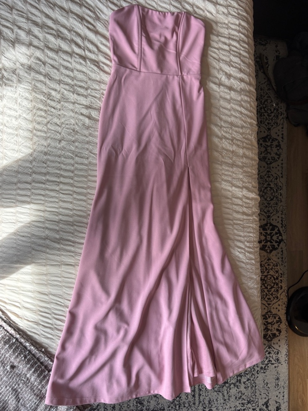 Lulu's Strapless Dusty Pink Formal Gown